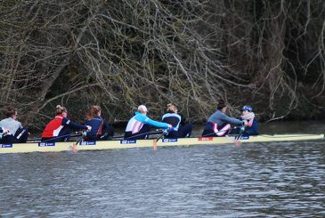 women's eight rowing with good timing