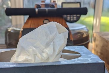 box of tissues on rowing machine