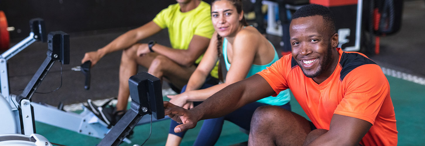 Rowers smiling after indoor class