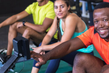 Rowers smiling after indoor class