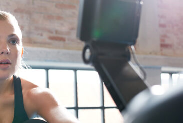 Woman on indoor rower