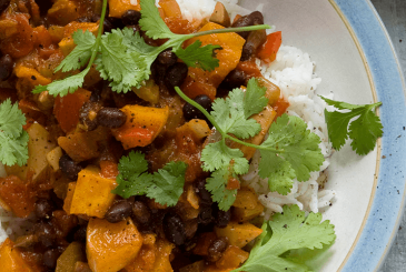 Vegan butternut squash and black bean chilli