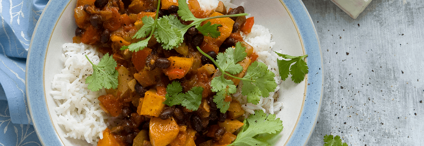 Vegan butternut squash and black bean chilli