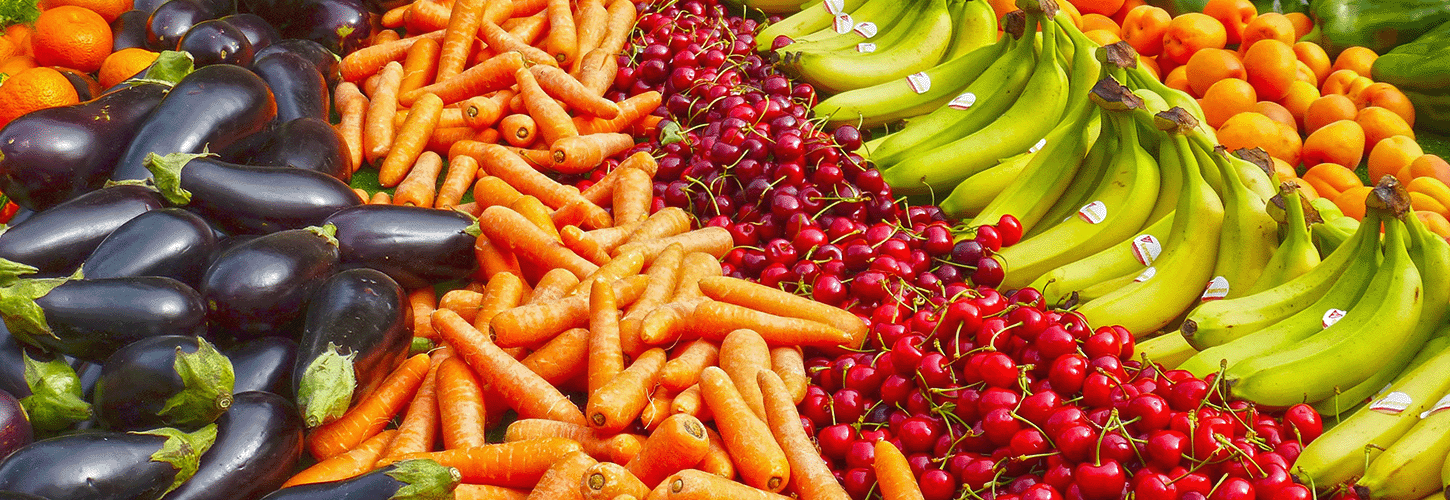 Colourful fruit and veg
