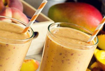 Mango peach cooler in 2 glasses