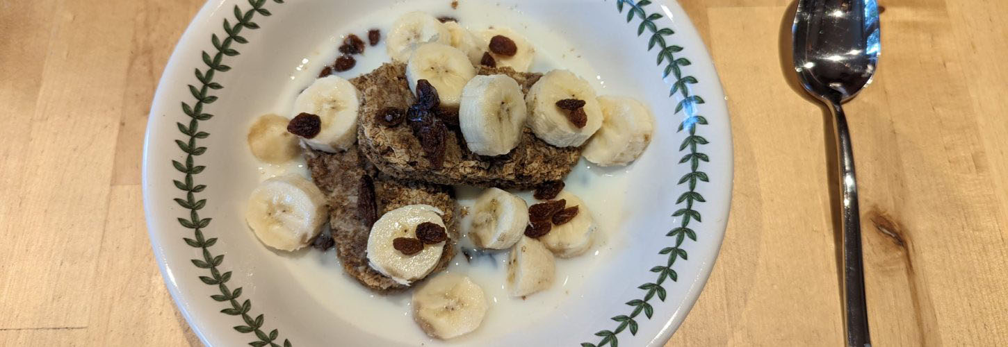 Weetabix and banana with sultanas