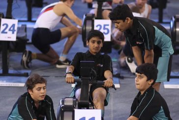 Junior indoor rowing relay team