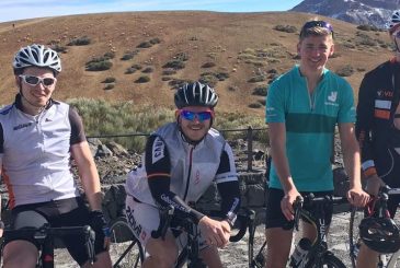 Cyclists up a mountain