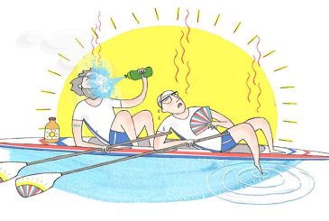 drawing of hot rowers