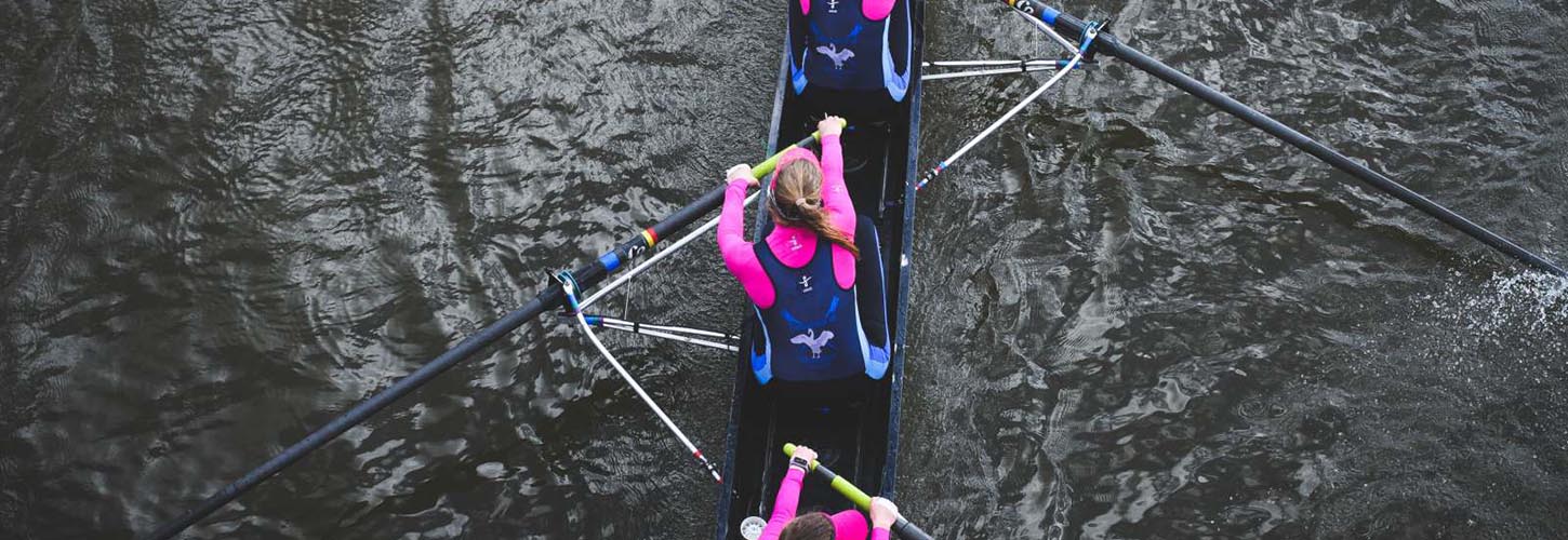 overhead shot of woman rowing