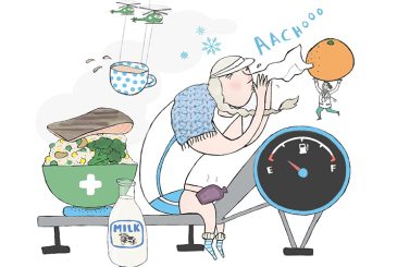 Cartoon of sneezing rower