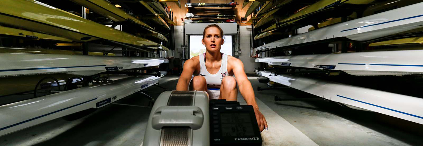 Vicky Thornley on rowing machine
