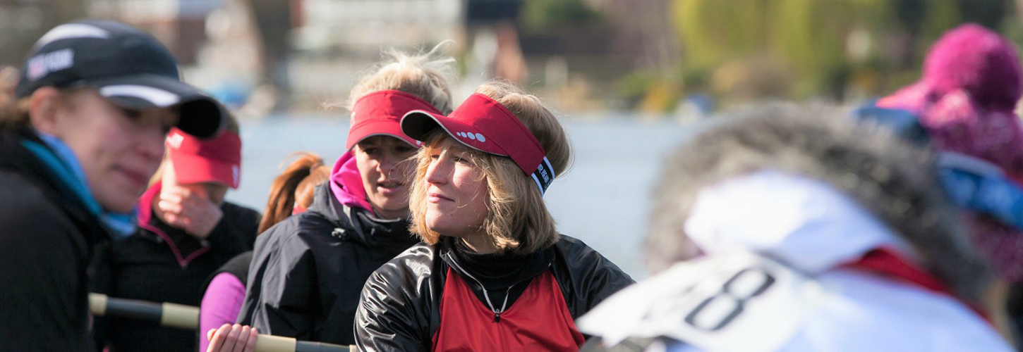 crew pushing off landing stage at head race