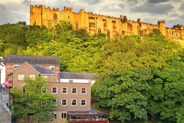 stormy skies behind Durham castle