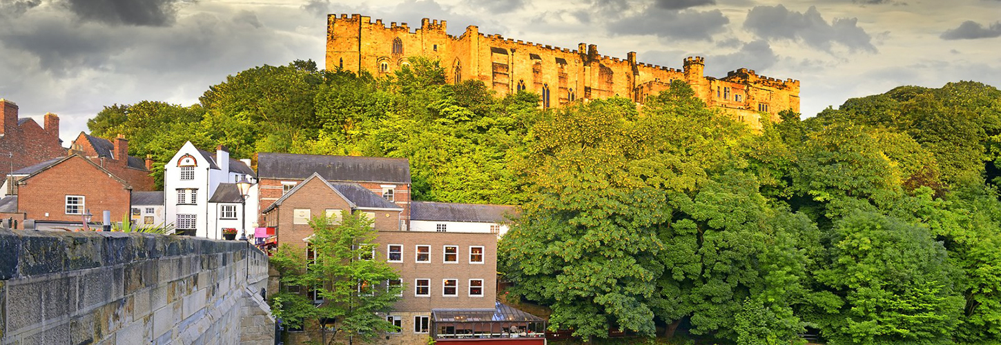stormy skies behind Durham castle