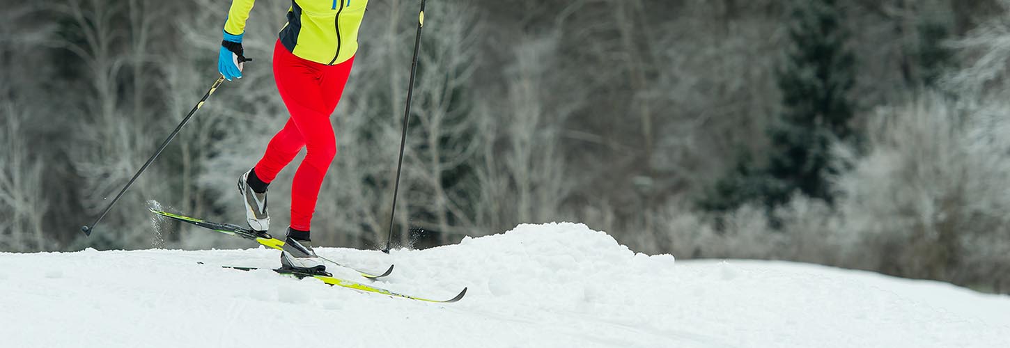 cross-country skiier's legs