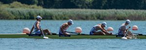 Exhausted rowers after high intensity rowing