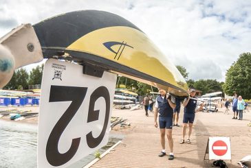 boat with bow number on ready for race
