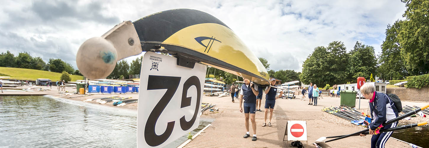 boat with bow number on ready for race