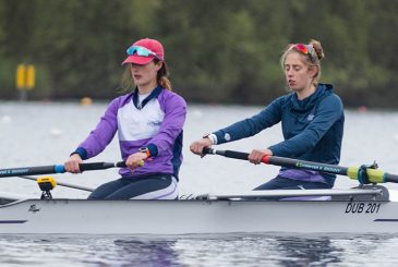 Women's pair warming up