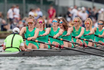 women's eight in green lycra