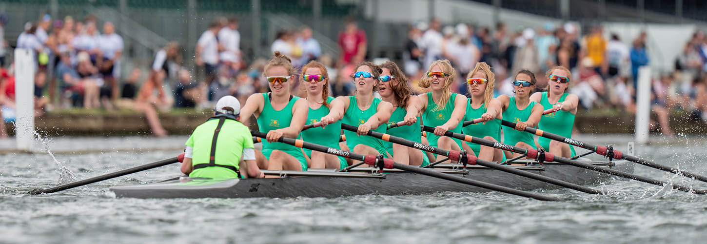women's eight in green lycra