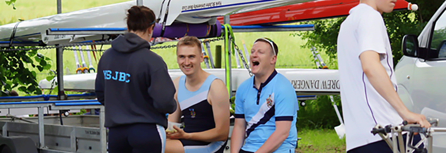 YSJBC members laughing by trailer
