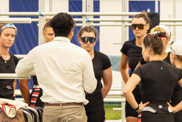 Tom Mapp briefing a Wargrave crew he selected for Henley Royal Regatta