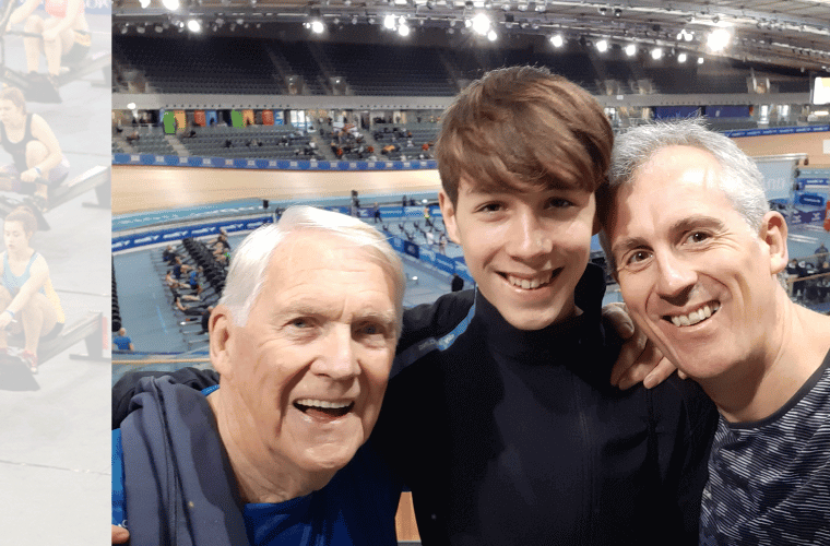 Man with son and Grandson at British Rowing Indoor Championships