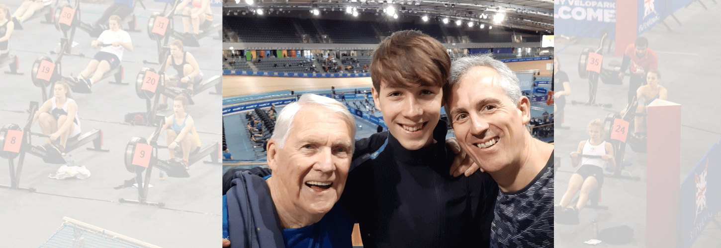 Man with son and Grandson at British Rowing Indoor Championships