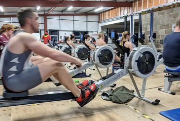 athletes being monitored on ergo