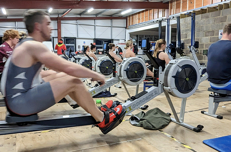 athletes being monitored on ergo