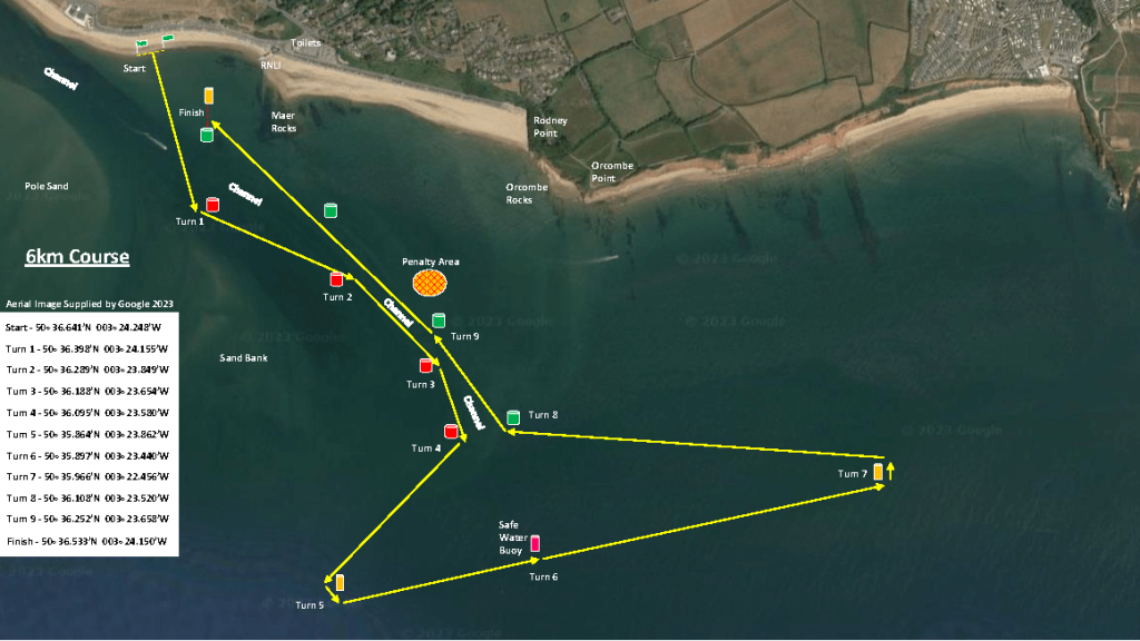 Coastal sculling endurance course map